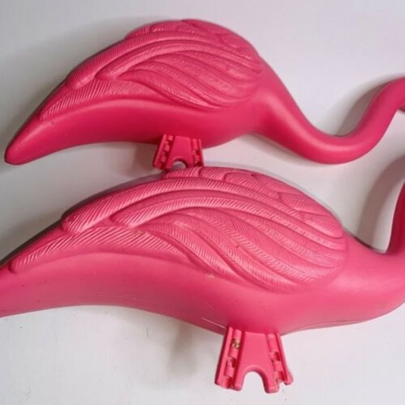 2 Vintage PINK PLASTIC FLAMINGO 20 Inch Blow Mold Yard Decor Garden Lawn - Picture 4 of 12
